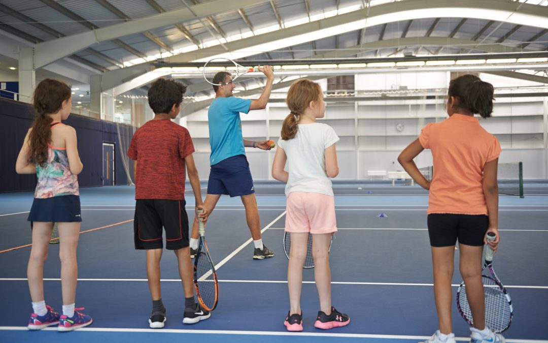 Children's tennis coaching in the indoor tennis centre