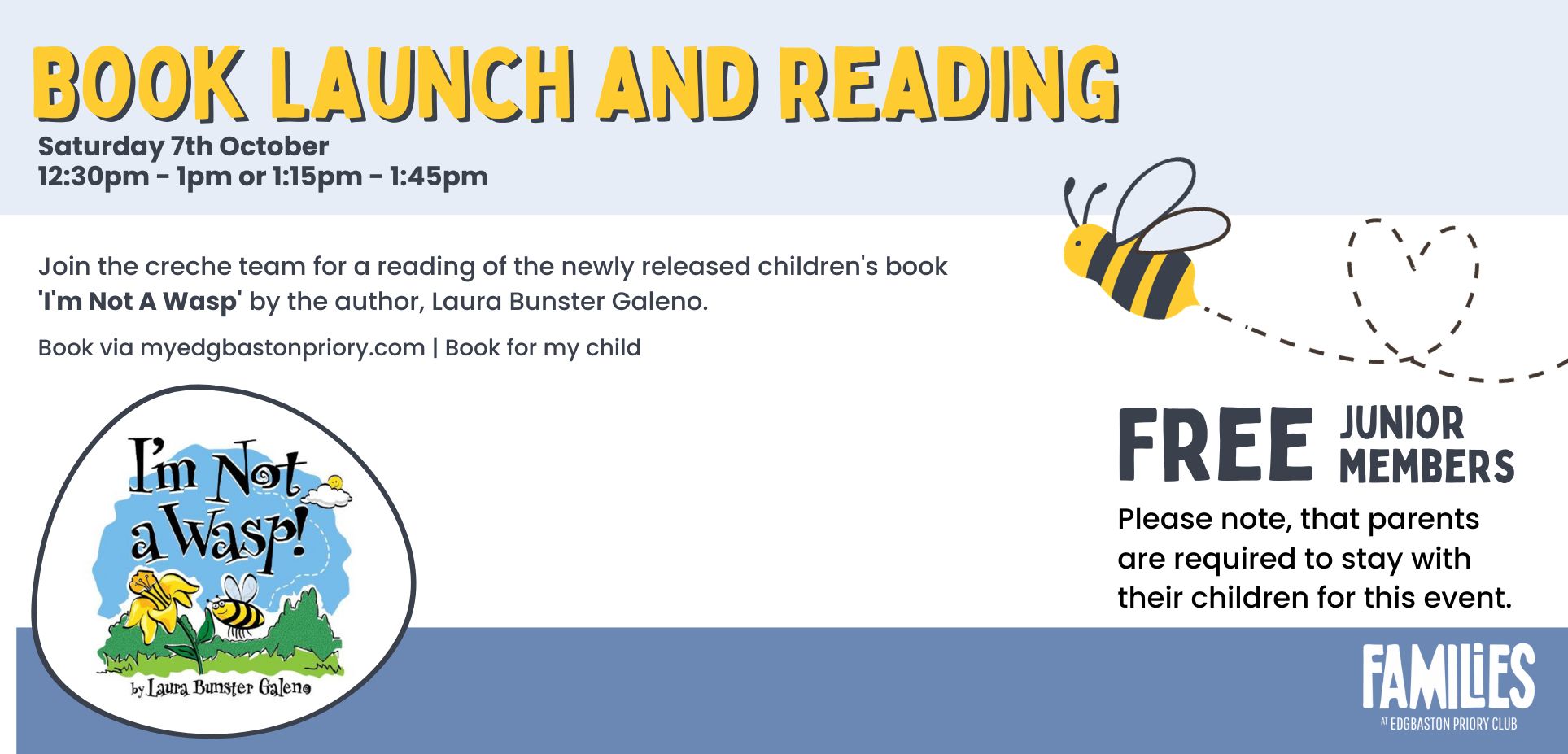 book launch and reading for new book I'm not a wasp!